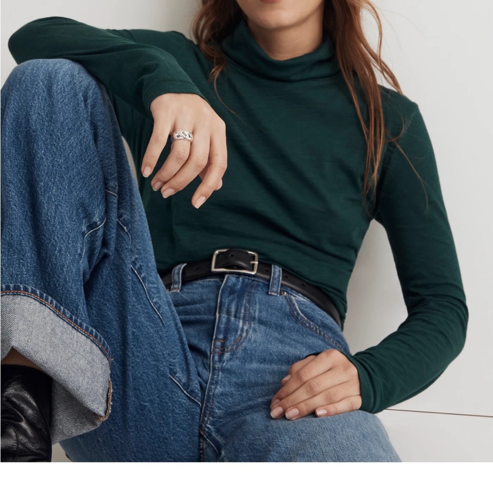 Madewell Whisper Cotton Turtleneck in Smoky Spruce